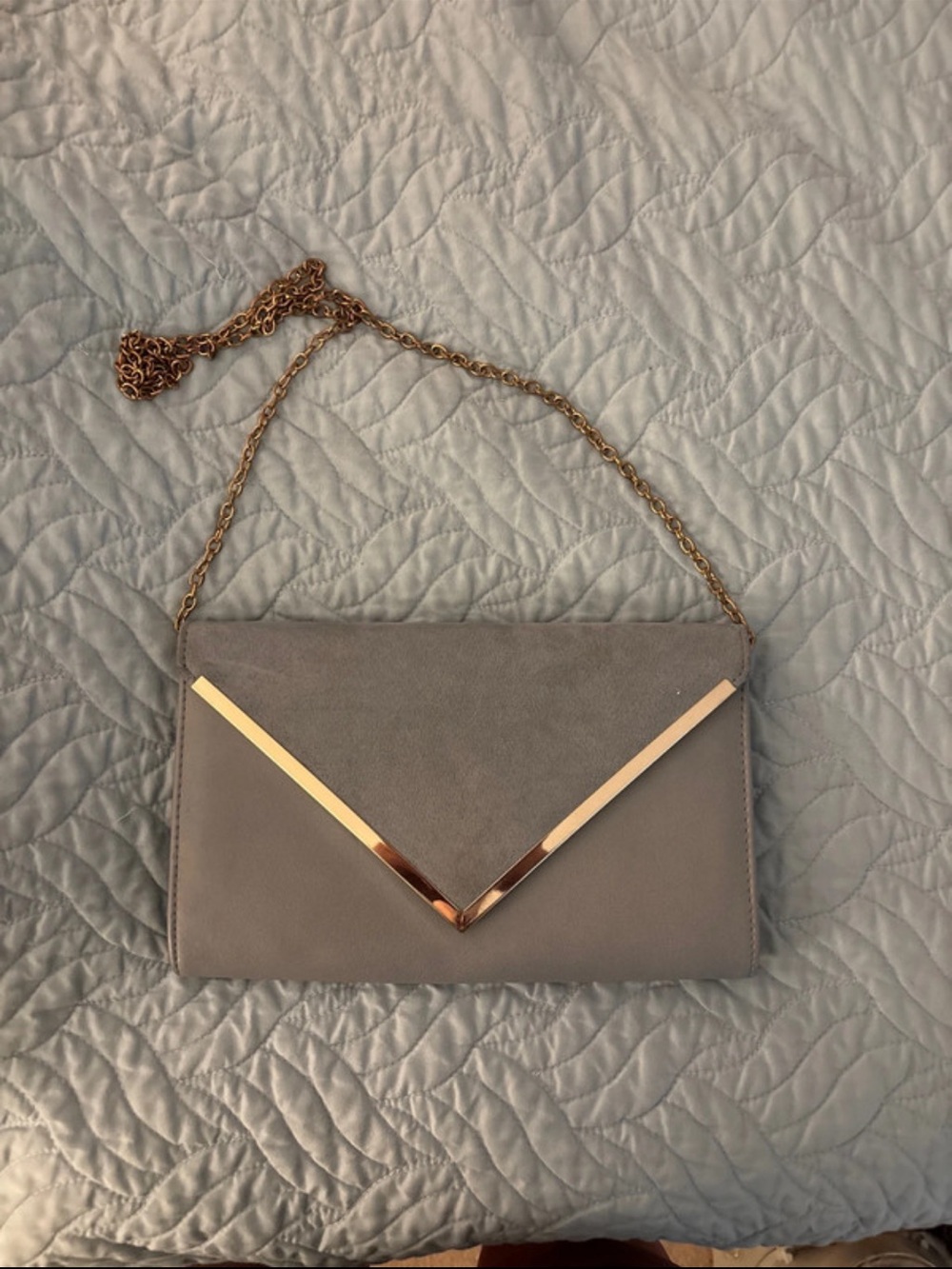 ALDO Gray Envelope Clutch Gold-Tone Trim & Chain Strap